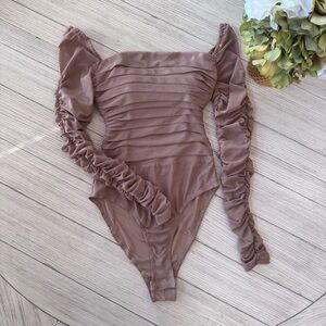 Princess Polly Chic Ruched Cocoa Brown Bodysuit